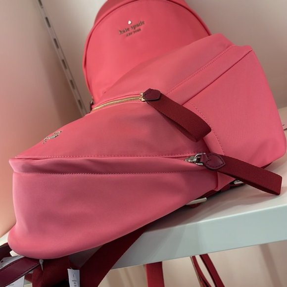 Kate Spade Chelsea Nylon Medium Backpack Deep Dahlia Pink - Picture 9 of 16